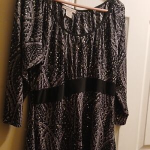 Black and Silver Long Sleeve Blouse